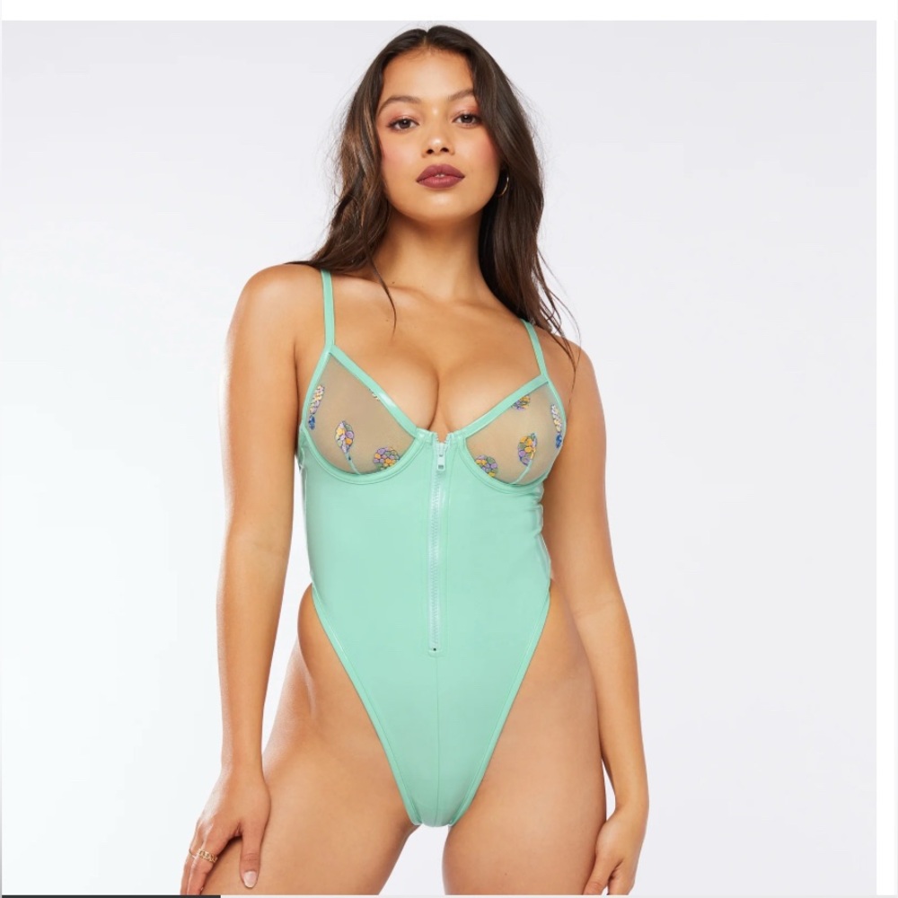 Savage X Fenty Mint Green Chemise with Pineapple Detail